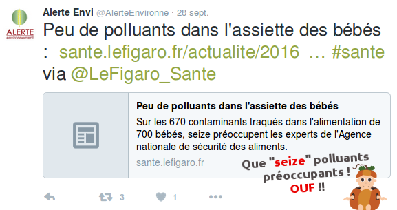 Que "seize" polluants préoccupant dans les assiettes des bébés... OUF !